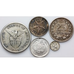 World, set of coins from 1888-1943, (5 pieces)