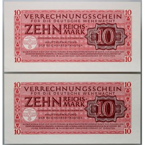 Germany, Third Reich, Wehrmacht, set of banknotes 10 Marks 1944, (2 pieces)