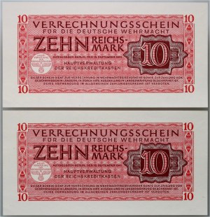 Germany, Third Reich, Wehrmacht, set of banknotes 10 Marks 1944, (2 pieces)