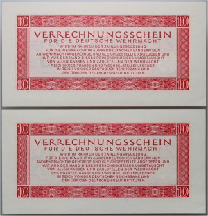 Germany, Third Reich, Wehrmacht, set of banknotes 10 Marks 1944, (2 pieces)