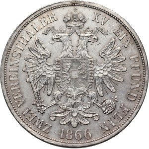 Austria, Francis Joseph I, 2 Vereinsthaler 1866 A, Vienna