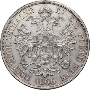 Austria, Francis Joseph I, 2 Vereinsthaler 1866 A, Vienna