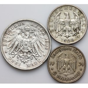 Germany, set of coins from 1909-1934, (3 pieces)