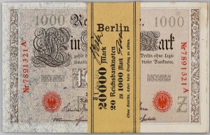 Germany, bank package, 1000 Mark 21.04.1910, Series G, (20 pieces)