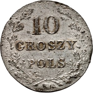 Powstanie Listopadowe, 10 groszy 1831 KG, Warszawa, łapy orła proste