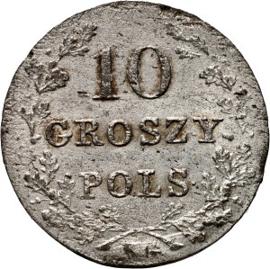 November Uprising, 10 groszy 1831 KG, Warsaw, straight eagle paws