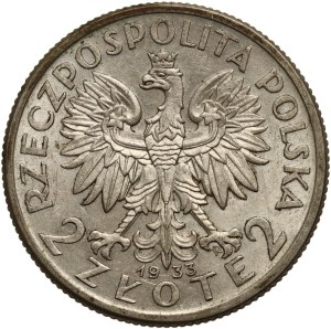 II RP, 2 zloty 1933, Warsaw, Head of a Woman