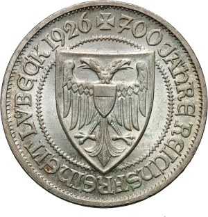 Germany, Weimar Republic, 3 mark 1926 A, 700-years of Lubeck
