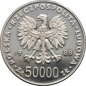 People's Republic of Poland, 50000 gold 1988, Jozef Pilsudski, SAMPLE, nickel
