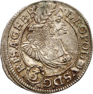 Silesia under Austrian rule, Leopold I, 3 krajcary 1670 SHS, Wrocław, Poland