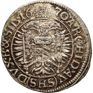 Śląsk pod panowaniem austriackim, Leopold I, 3 krajcary 1670 SHS, Wrocław