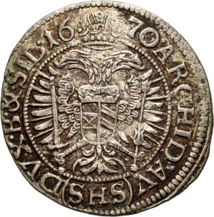 Silesia under Austrian rule, Leopold I, 3 krajcary 1670 SHS, Wrocław, Poland