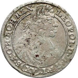 Silesia under Austrian rule, Leopold I, 15 krajcars 1664 GH, Wrocław