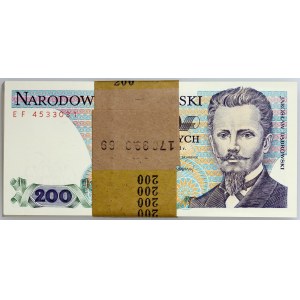 PRL, 200 złotych 1.12.1988, seria EF, paczka bankowa