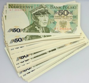 PRL, 50 zloty 1.12.1988, mix (50 pieces)
