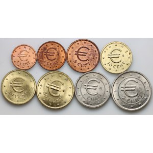 Spain, set of coins from 1 Cent to 2 Euro, patterns, (8 pieces)