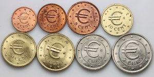 Spain, set of coins from 1 Cent to 2 Euro, patterns, (8 pieces)