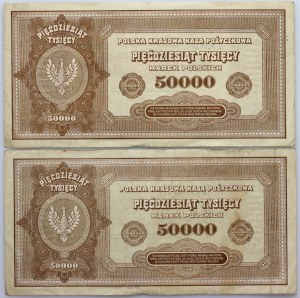 II RP, set of 50000 Polish mark banknotes 10.10.1922, series E and M, (2 pieces)