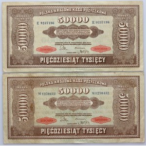 II RP, zestaw banknotów 50000 marek polskich 10.10.1922, serie E i M, (2 sztuki)
