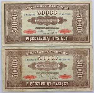 II RP, set of 50000 Polish mark banknotes 10.10.1922, series E and M, (2 pieces)
