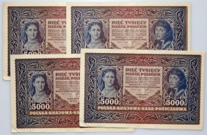 II RP, set of banknotes 5000 Polish marks 7.02.1920, II Series B, (4 pieces)