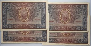 II RP, set of banknotes 5000 Polish marks 7.02.1920, II Series B, (4 pieces)