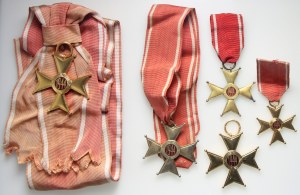 Polska, PRL, Order Odrodzenia Polski, Polonia Restituta 1944, zestaw różnych klas, (5 sztuk)