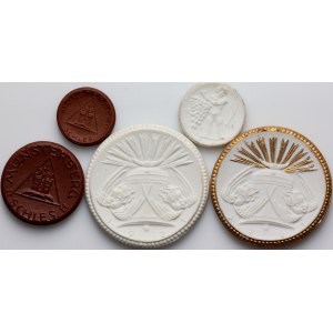 Niemcy, zestaw notgeldów ceramicznych, (5 sztuk)