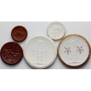 Niemcy, zestaw notgeldów ceramicznych, (5 sztuk)