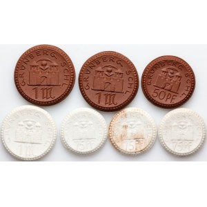 Zielona Góra (Grunberg), set of ceramic notgelds, (7 pieces)