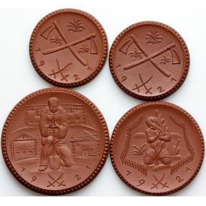 Germany, Ostsachsen, set of ceramic notgelds, (4 pieces)