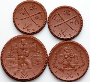 Germany, Ostsachsen, set of ceramic notgelds, (4 pieces)