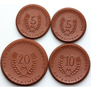 Germany, Ostsachsen, set of ceramic notgelds, (4 pieces)