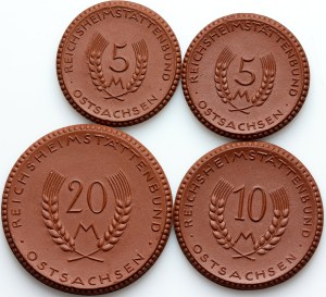 Germany, Ostsachsen, set of ceramic notgelds, (4 pieces)