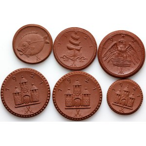 Germany, set of ceramic notgelds, (6 pieces)