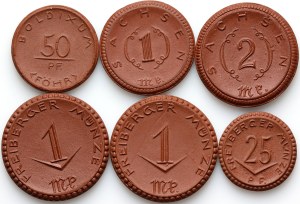 Germany, set of ceramic notgelds, (6 pieces)