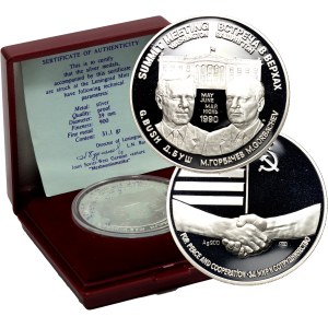 Russia, USSR, medal from 1990, Meeting between G. Bush and M. Gorbachev, Peace and Cooperation