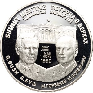 Russia, USSR, medal from 1990, Meeting between G. Bush and M. Gorbachev, Peace and Cooperation