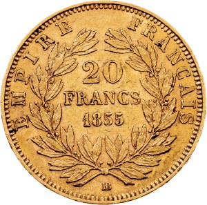France, 20 Francs 1855, BB, Strasbourg