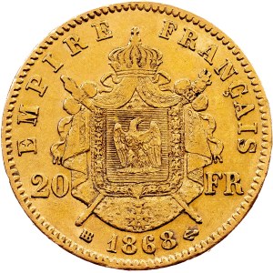France, 20 Francs 1868, BB, Strasbourg