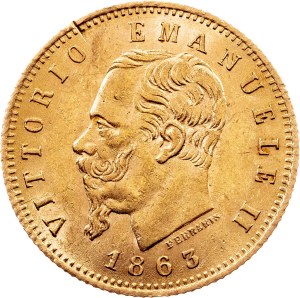 Italy, 5 Lire 1863, Turin