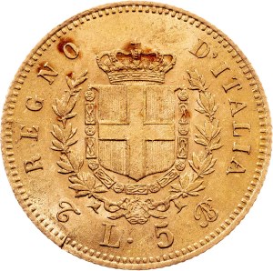 Italy, 5 Lire 1863, Turin