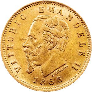 Italy, 5 Lire 1863, Turin
