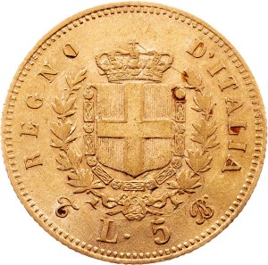 Italy, 5 Lire 1863, Turin