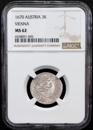 Leopold I., 3 Kreuzer 1670, Vienna
