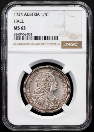 Charles VI., 1/4 Thaler 1734, Hall