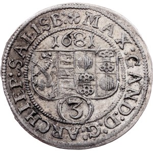 Max Gandolf von Kuenburg, 3 Kreuzer 1681, Salzburg