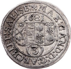 Max Gandolf von Kuenburg, 3 Kreuzer 1681, Salzburg