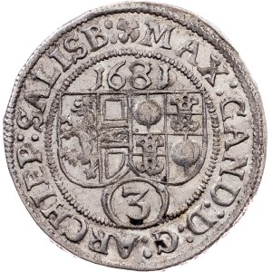 Max Gandolf von Kuenburg, 3 Kreuzer 1681, Salzburg