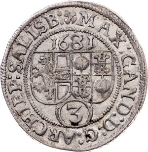 Max Gandolf von Kuenburg, 3 Kreuzer 1681, Salzburg